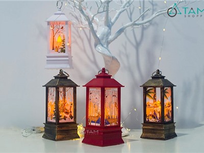 Nhà đèn Giáng sinh điện tử cao in họa tiết X-NHDEN-01